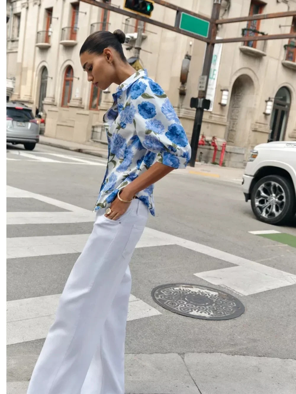 Zara Floral Poplin Top